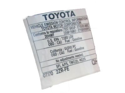 Toyota 11298-31F10 Emission Label