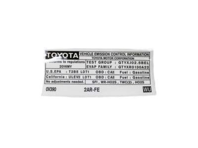 Toyota 11298-36430 Label,  Emission Control Information