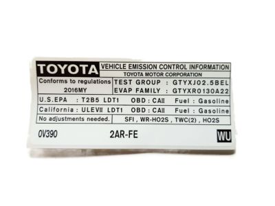 Toyota 11298-36430 Label,  Emission Control Information