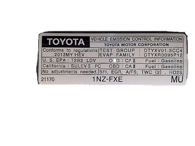 Toyota 11298-21170 Emission Label