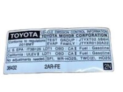 Toyota 11298-0P330 Emission Label