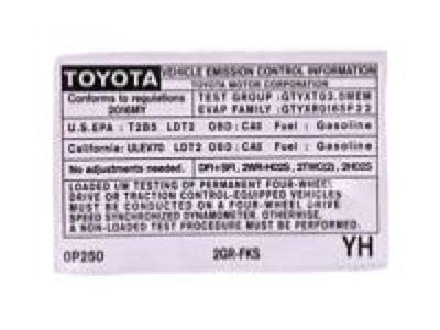 Toyota 11298-21150 Emission Label