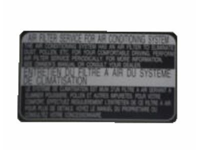 Toyota 87529-50010 Label,  A/C Filter Information