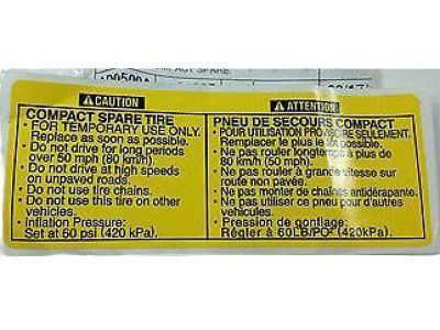 Toyota 42668-06010 Spare Tire Label