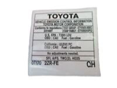 Toyota 11298-0C170 Emission Label