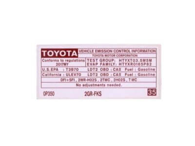 Toyota 11298-0P350 Emission Label