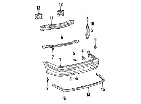 Toyota 52508-16040 Retainer, Rear Bumper, Upper Center