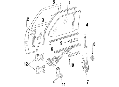 Toyota 69820-87002 Regulator Sub-Assy, Front Door Window, LH