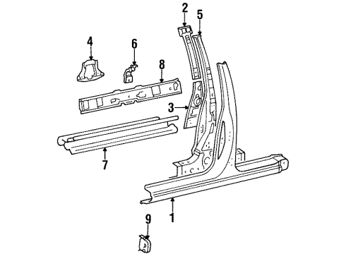 Toyota 61346-16020 Pillar, Center Body, Inner Lower LH