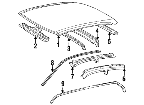 Toyota 61232-07011 Rail, Roof Side, Inner LH