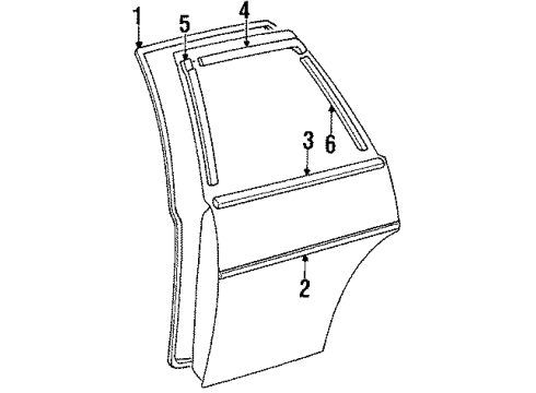 Toyota 75741-22440 Moulding, Rear Door, Outside RH