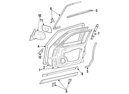 Toyota 75072-AA020 Moulding Sub-Assy, Front Door, Outside LH