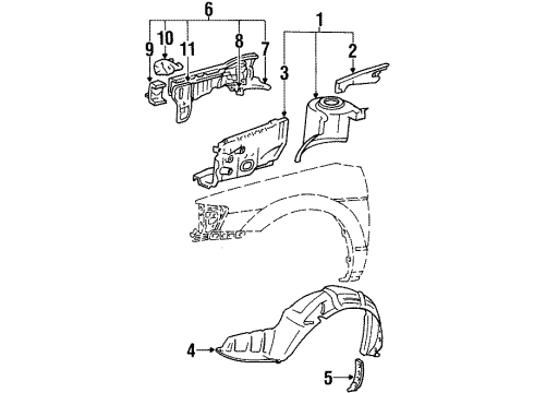 Toyota 53711-16141 Apron, Front Fender, Front RH