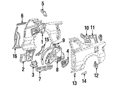 Toyota 61306-20120 Reinforcement, Roof Side, Inner LH