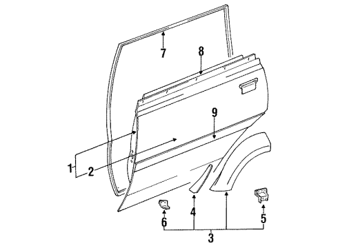 Toyota 75741-60010 Moulding, Rear Door, Outside RH