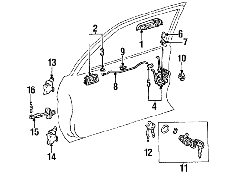 Toyota 69040-16290 Front Door Lock Assembly, Left