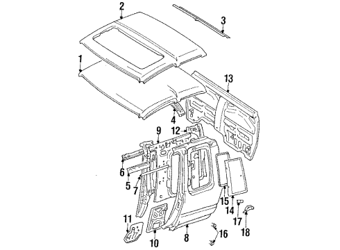 Toyota 61701-89102 Panel Sub-Assy, Roof Side, Outer RH