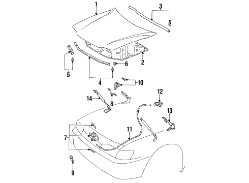 Toyota 53601-33010-C0 Lever Sub-Assy, Hood Lock Control