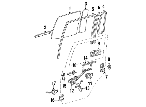 Toyota 67407-60010 Bar Sub-Assy, Rear Door Window Division, RH