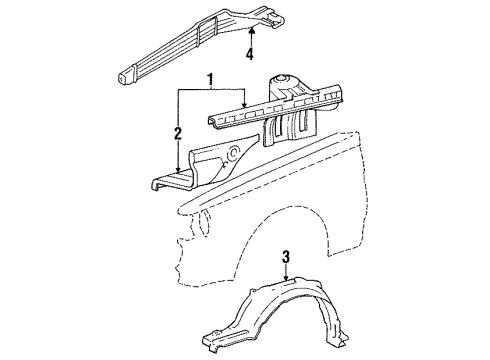 Toyota 53702-22390 Apron Sub-Assembly, Front Fender, LH