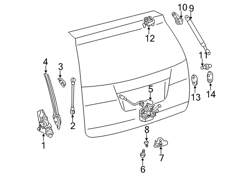 Toyota 68905-AE011 Back Door Stay Sub-Assembly Left