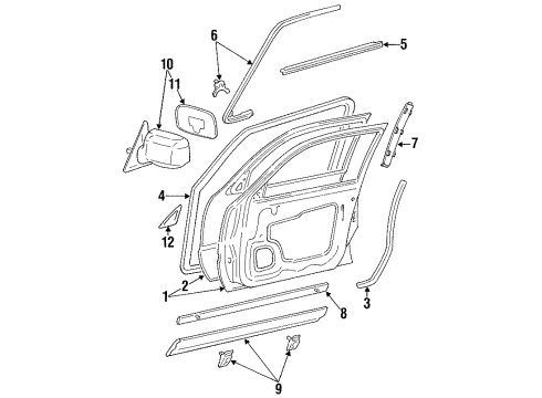 Toyota 67492-32100 Garnish, Front Door Lower Frame Bracket, LH