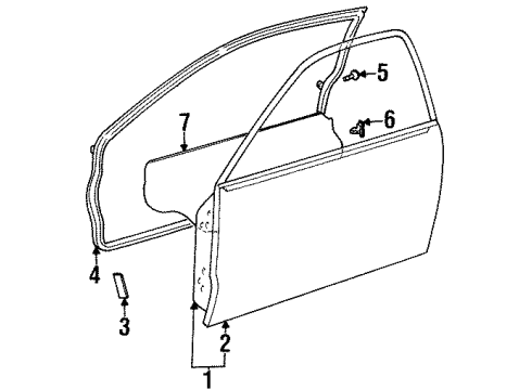 Toyota 67862-16320 Weatherstrip, Front Door, LH