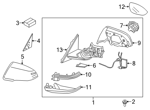 Toyota 87940-WAA01 Outside Rear Mirror Assembly