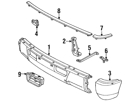 Toyota 52721-60010 Moulding, Front Bumper Extension, RH