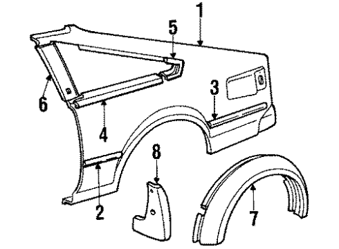 Toyota 76608-19195 Mudguard Sub-Assy, Quarter Panel, Rear LH