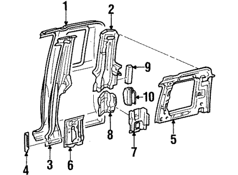 Toyota 61071-34010 Inner Panel, Rear Passenger Side