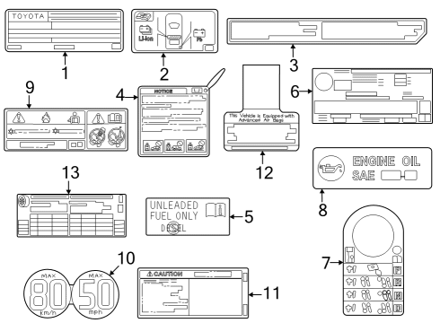 Toyota 28897-31021 Label, Battery CAUTI