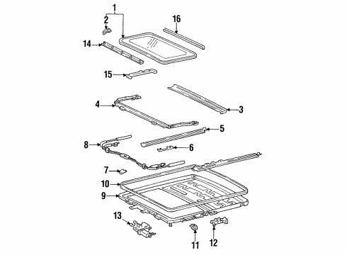 Toyota 63604-60011 Rail Sub-Assembly, Sliding Roof Drive, LH