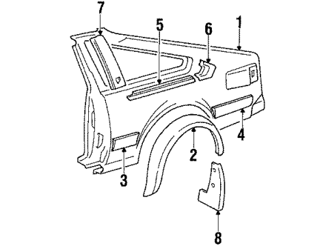 Toyota 75671-14080 Moulding, Quarter Belt, RH