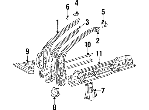 Toyota 61107-14100 Reinforce Sub-Assy, Front Body Pillar, Upper LH