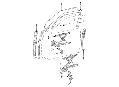 Toyota 68141-34010 Run, Front Door Glass, RH