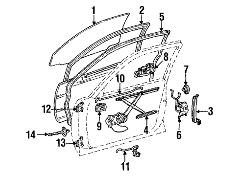 Toyota 68110-16101 Glass Sub-Assy, Front Door, RH