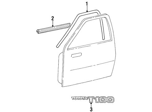 Toyota 75072-34010 Moulding Sub-Assy, Front Door, Outside Upper LH