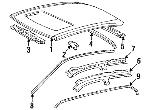 Toyota 63144-07010 Reinforcement, Roof Panel