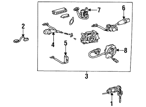 Toyota 69057-13160 Cylinder & Key Set, Ignition Switch Lock