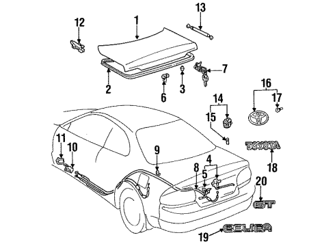 Toyota 64610-20240 Luggage Compartment Door Lock Assembly