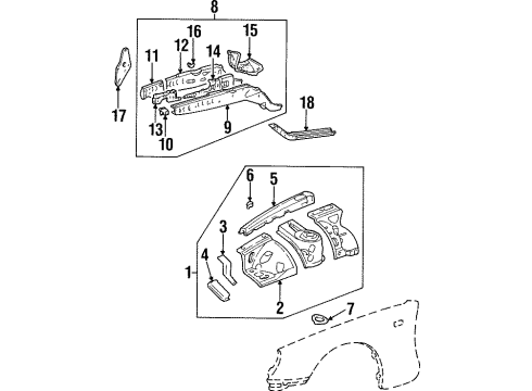 Toyota 53747-14030 Extension, Apron Fender Side, RH