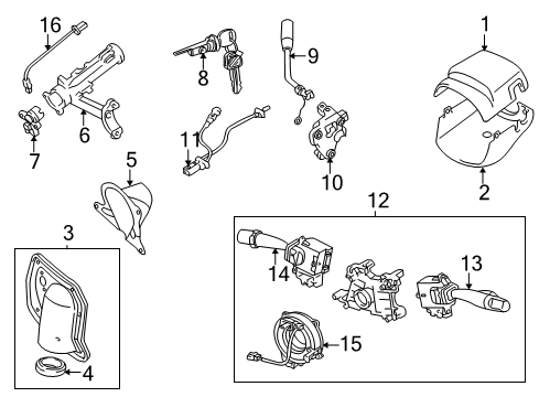 Toyota 89708-34010 Cylinder Set, Lock W/Transponder Key Transmitter