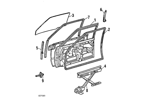 Toyota 69810-10050 Regulator Sub-Assy, Front Door Window, RH