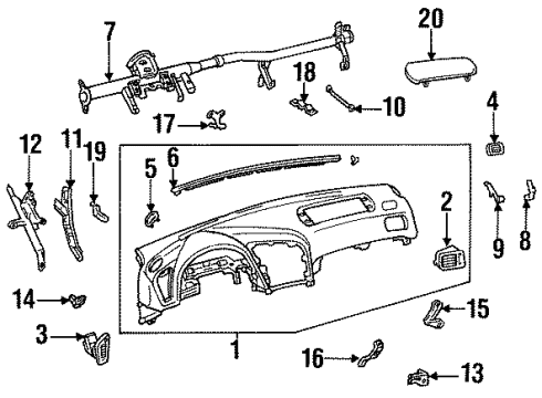 Toyota 55467-20130 Retainer, Instrument Panel Safety Pad