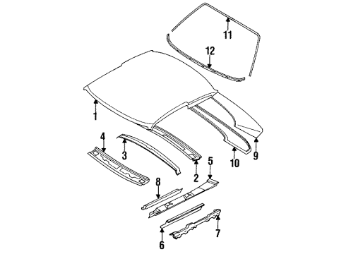 Toyota 62381-12170 Weatherstrip, Roof Side Rail, Front RH