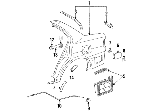 Toyota 75651-16401 Moulding, Quarter, Outside RH