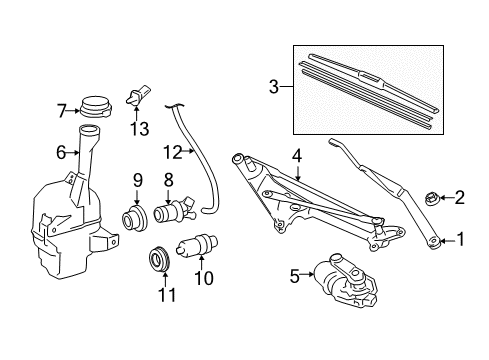 Toyota 85222-YZZ02 WIPER Blade, U-Hook