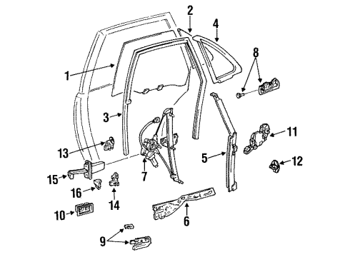 Toyota 68152-32020 Run, Rear Door Glass, LH