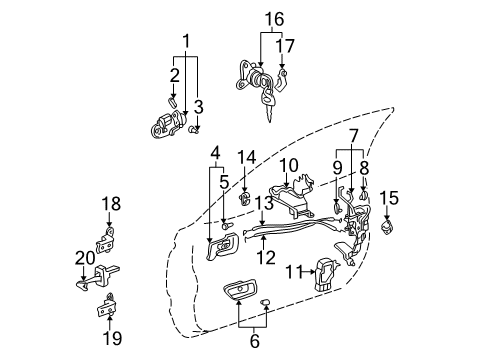 Toyota 89708-33210 Cylinder Set, Lock W/Transponder Key Transmitter